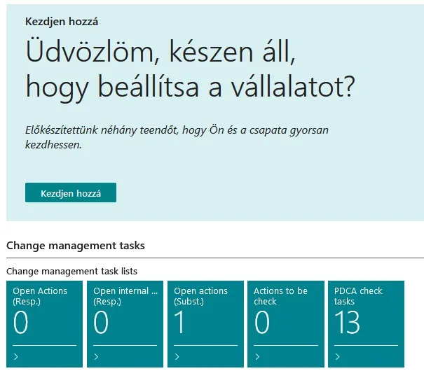 A feladatlista-csempék egy Business Central szerepkör-főoldalon.