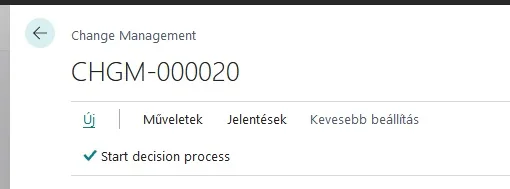 A döntési folyamat indítása gomb a dokumentum menüsorában.